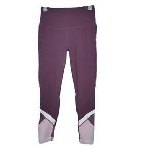 Reebok Cropped High-rise Mesh Plum and Pink Leggings Women's Size Small
